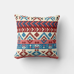 Colourful Hand-Drawn Tribal Pattern Cushion