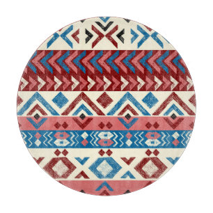 Colourful Hand-Drawn Tribal Pattern Cutting Board