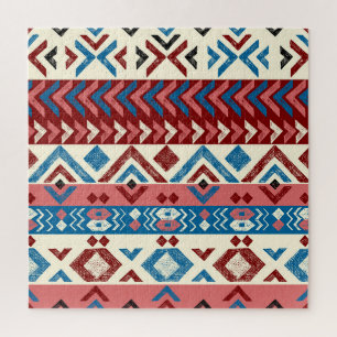 Colourful Hand-Drawn Tribal Pattern Jigsaw Puzzle