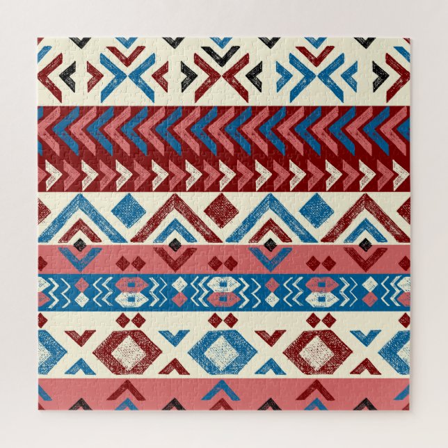 Colourful Hand-Drawn Tribal Pattern Jigsaw Puzzle (Vertical)