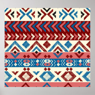 Colourful Hand-Drawn Tribal Pattern Poster