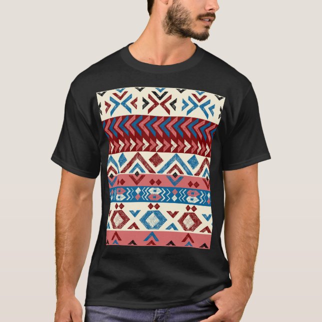 Colourful Hand-Drawn Tribal Pattern T-Shirt (Front)