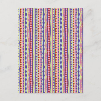 Colourful Hand Drawn Tribal Stripes Boho Pattern Postcard
