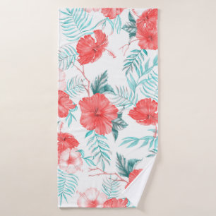 Colourful hand-drawn tropical pattern with bright  bath towel