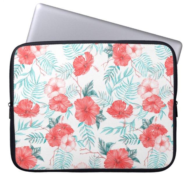 Colourful hand-drawn tropical pattern with bright  laptop sleeve (Front)