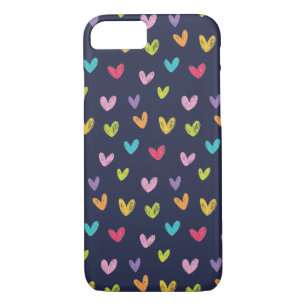 Colourful Hand Drawn Valentines Hearts Pattern 2 iPhone 8/7 Case