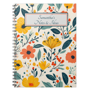 Colourful Hand-painted Floral Flowers Notebook