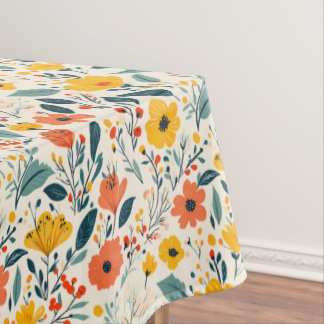 Colourful Hand-painted Floral Flowers  Tablecloth