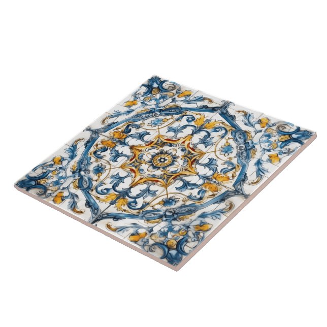 Colourful Hand-Painted Floral Tiles (Side)