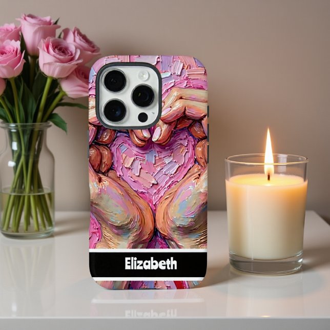 Colourful Hand Painted Heart Design Personalisatio Case-Mate iPhone Case (Creator Uploaded)