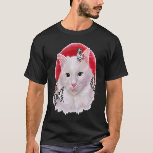 Colourful Hand Painted Kitty Cat Portrait With But T-Shirt