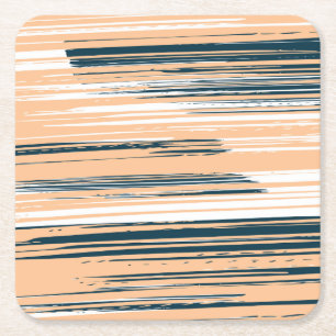 Colourful hand painted lines square paper coaster