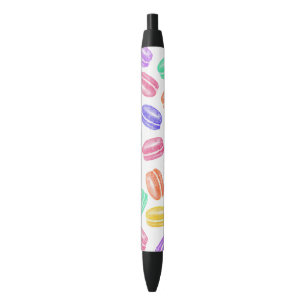 Colourful Hand Painted Watercolor Macaroon Cookies Black Ink Pen