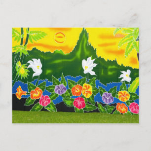 Colourful hand painted wraps. Moorea, French Postcard