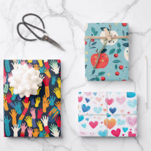 Colourful Hand Prints Apple Hearts School Themed