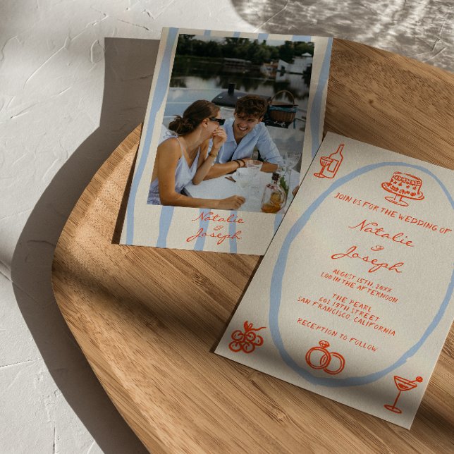 Colourful Hand Written Painted Photo Fun Wedding Invitation (Creator Uploaded)