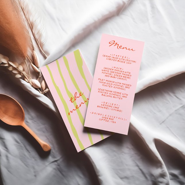 Colourful Hand Written Painted Pinstripes Wedding Menu (Creator Uploaded)