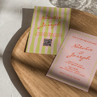Colourful Hand Written Pinstripes QR Code Wedding