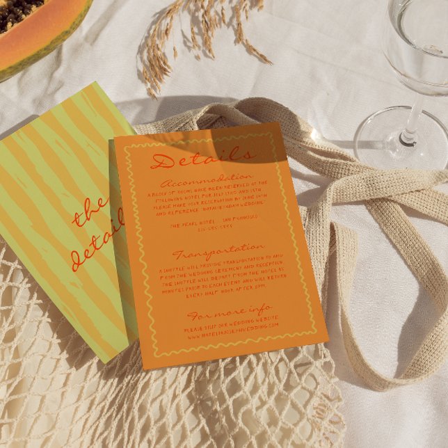 Colourful Hand Written Pinstripes Wedding Details  Enclosure Card (Creator Uploaded)