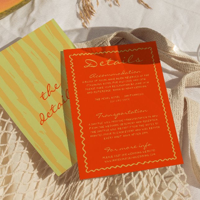 Colourful Hand Written Pinstripes Wedding Details  Enclosure Card (Creator Uploaded)
