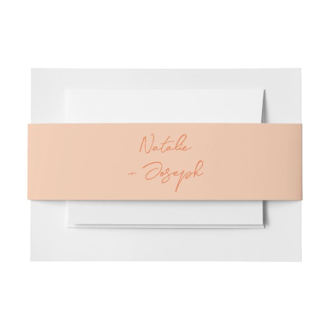Colourful Hand Written Retro Calligraphy Wedding  Invitation Belly Band (Front Example)