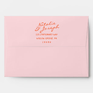Colourful Hand Written Whimsical Retro Wedding Envelope