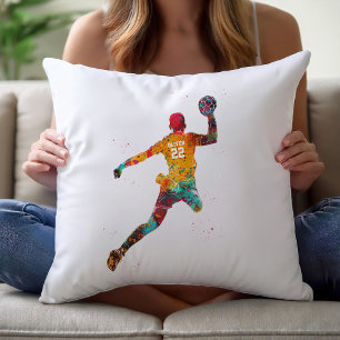 Colourful Handball Player Cushion