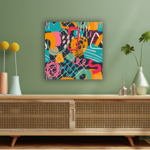 Colourful HandDrawn Contemporary  Grunge Art 3 Foil Prints