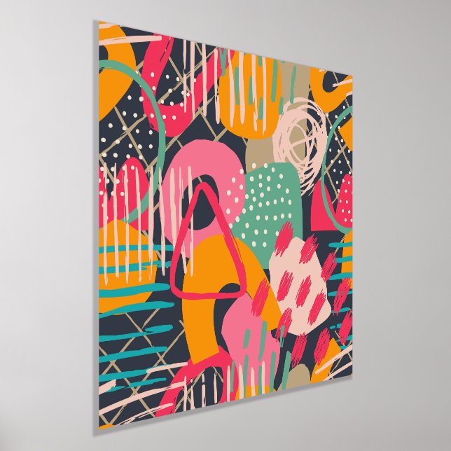 Colourful HandDrawnContemporary  Grunge Art 1 Foil Prints (Laydown)