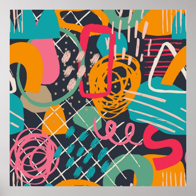 Colourful HandDrawnContemporary  Grunge Art 3 Poster (Front)