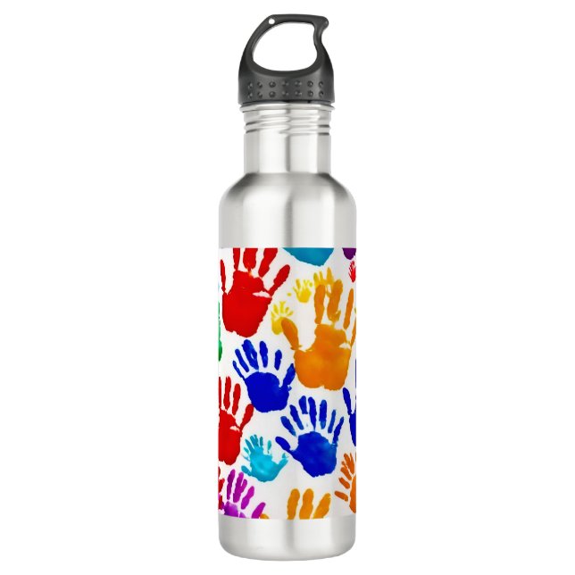 Colourful HandPrint 710 Ml Water Bottle (Front)