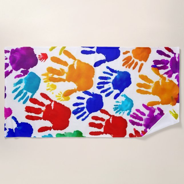 Colourful HandPrint Beach Towel (Front)