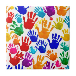 Colourful HandPrint Ceramic Tile