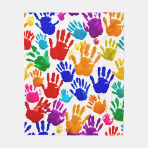 Colourful HandPrint Fleece Blanket