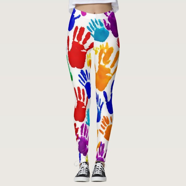 Colourful HandPrint Leggings (Front)