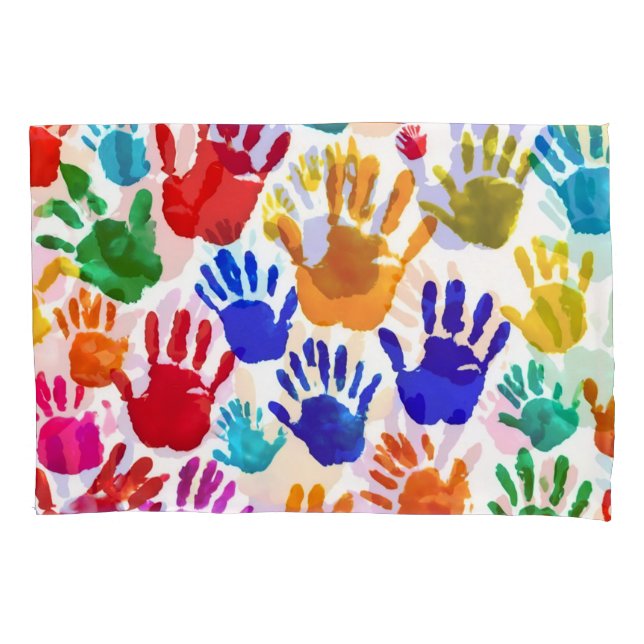 Colourful HandPrint Pillowcase (Front)