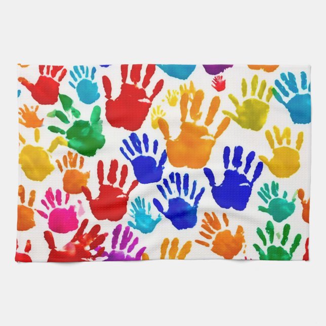 Colourful HandPrint Tea Towel (Horizontal)