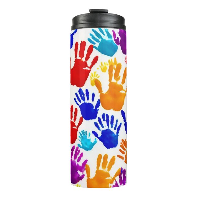 Colourful HandPrint Thermal Tumbler (Front)