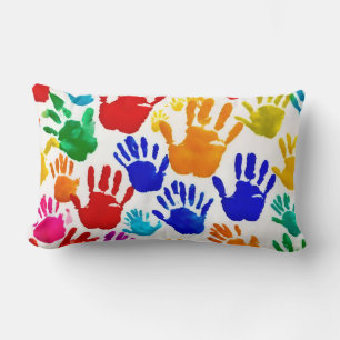 Colourful HandPrint Throw Pillow
