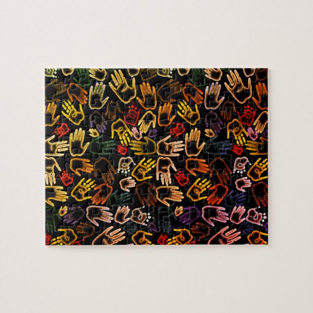 Colourful Handprints Jigsaw Puzzle (Horizontal)