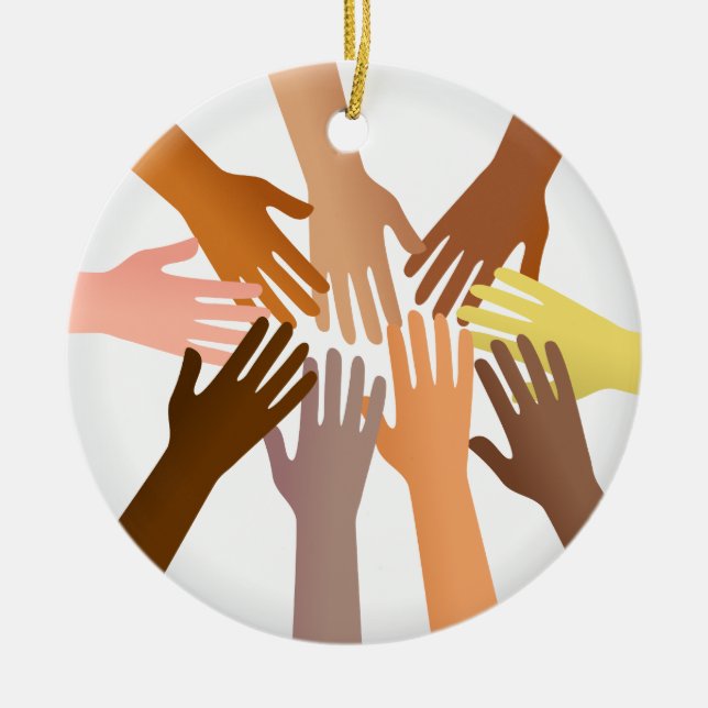 Colourful Hands Ceramic Ornament (Front)