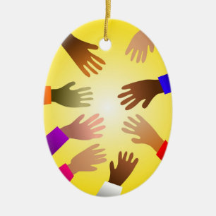 Colourful Hands Ceramic Ornament