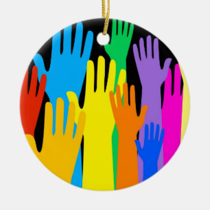 Colourful Hands Ceramic Tree Decoration