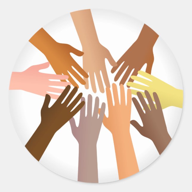 Colourful Hands Classic Round Sticker (Front)