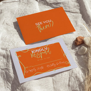 Colourful Handwritten Quirky Cute Painted Wedding RSVP Card