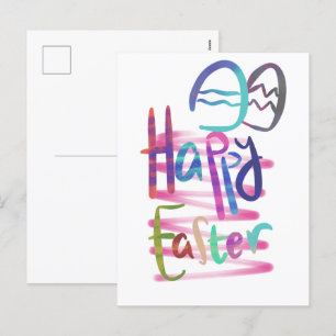 Colourful Handwritten Typography Happy Easter Holiday Postcard