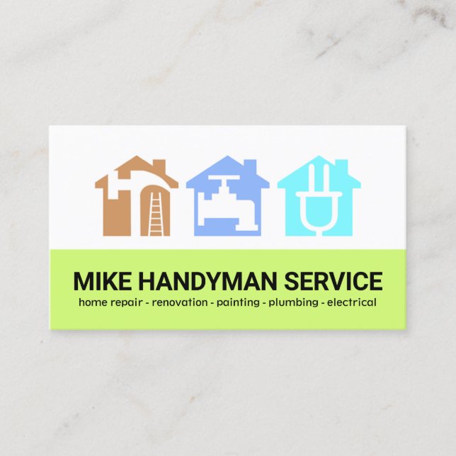 Colourful Handyman Tools Home Contractor Business Card (Front)