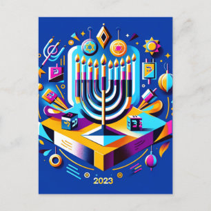 Colourful Hanukkah 2023 Postcard