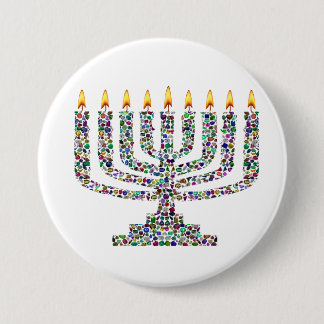 Colourful Hanukkah Candle 7.5 Cm Round Badge