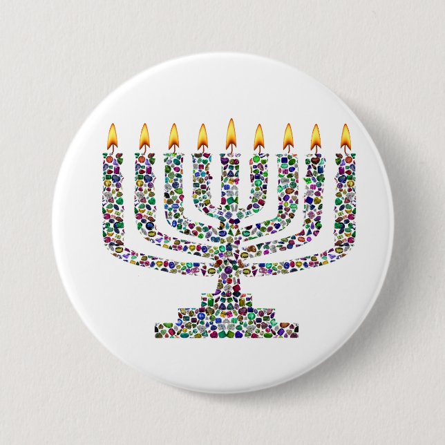 Colourful Hanukkah Candle 7.5 Cm Round Badge (Front)